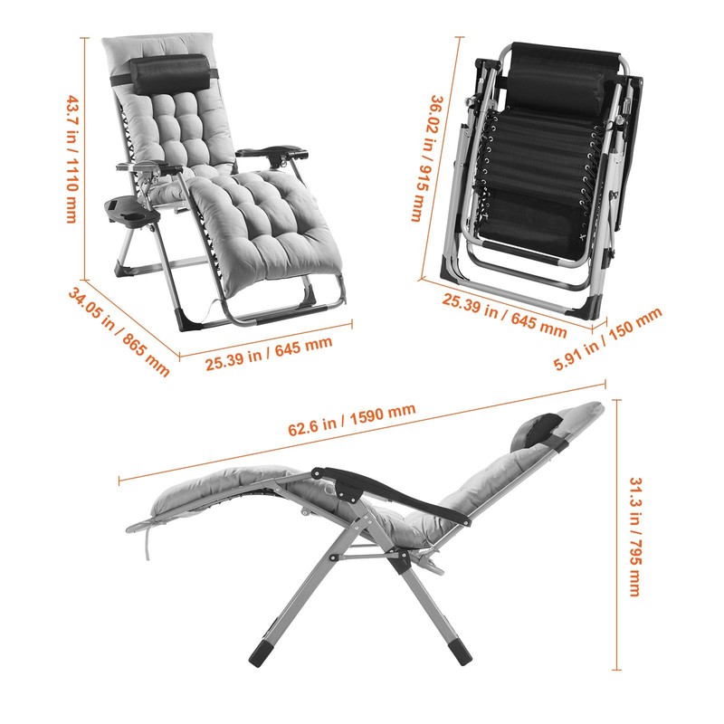 Zero Gravity Chair, 26 inch Zero Gravity Recliner Lounge Chair for Indoor and gallery
