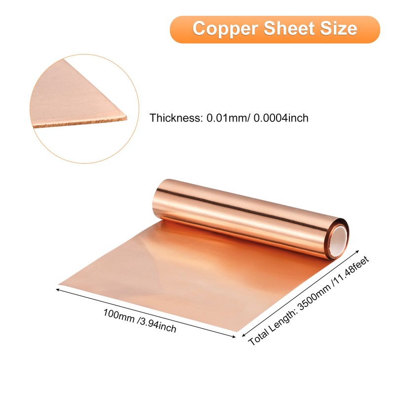 Copper Sheet Roll Pure Copper Flashing Strip Metal Foil Plate 3500x100mm gallery