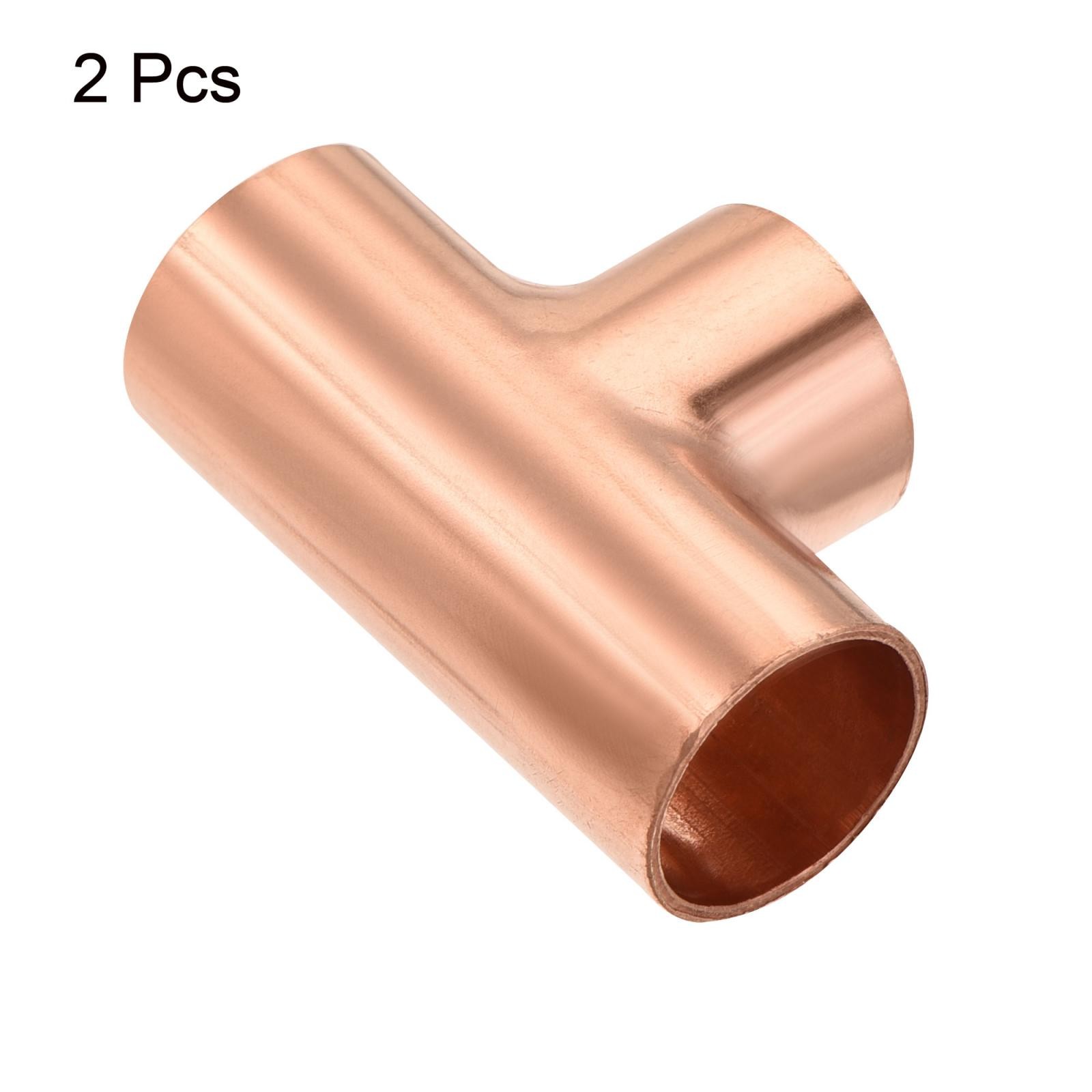 2 pack Tee Copper Fitting 3 Way Welding Joint 1/2 Inch ID gallery