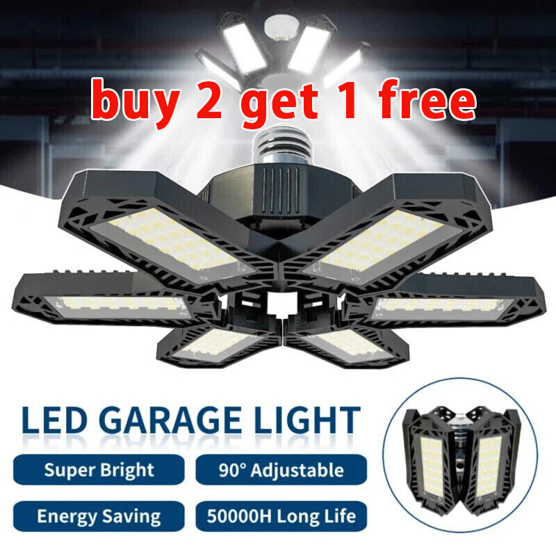 185W LED Garage Light 6Leaf Screw In Bulb Deformable Workshop Ceiling Lights USA gallery