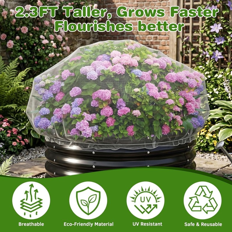 2 Pack Garden Netting for 4x2FT Raised Beds, Ultra-Fine Mesh Plant Covers wit... gallery