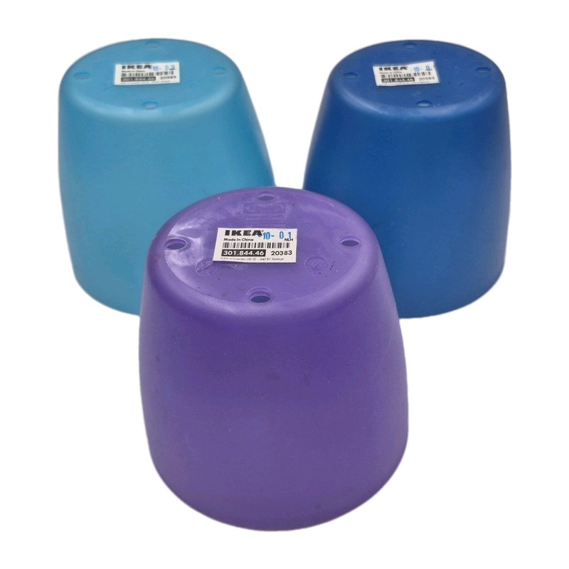 Three IKEA Bygel Hanging Storage Cups Blue Purple Teal 4.5" Tall gallery