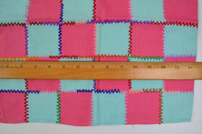 Handmade Patchwork Sofa Pillow Covers Pink & Blue / Orange Blue 14" x 15" gallery
