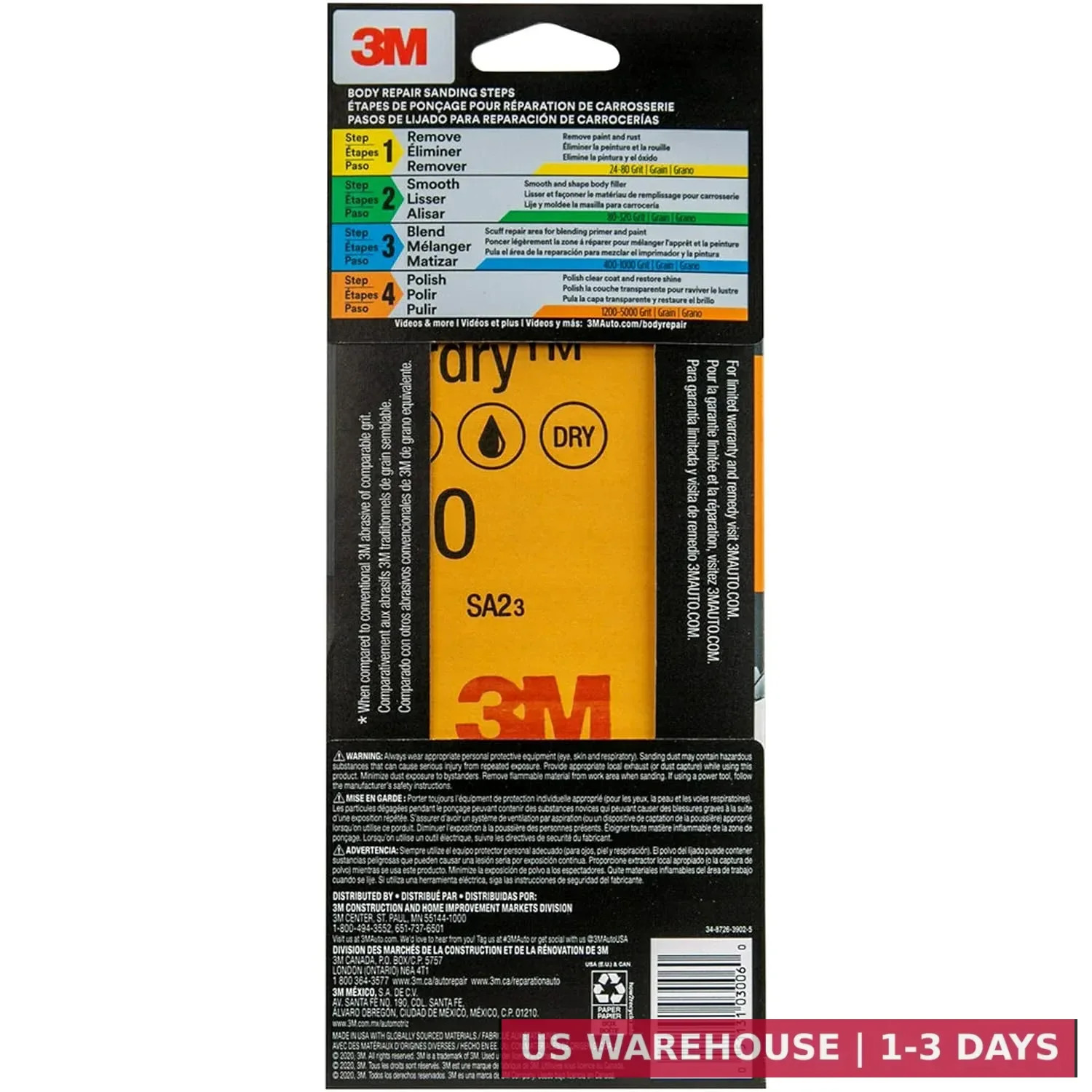 3M Wetordry Sandpaper 03006 Assorted Grits (1000 1500 2000 2500) 3 2/3 in x 9 in gallery