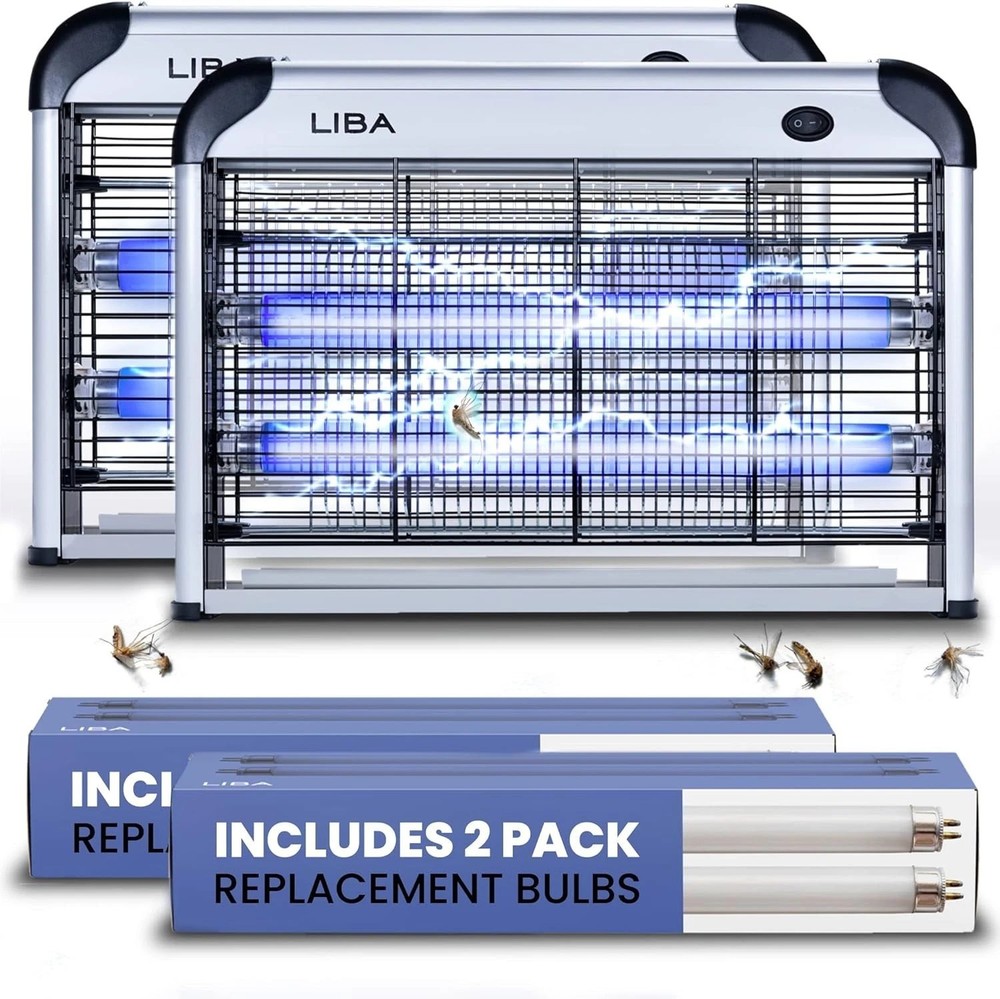 2 PACK LARGE ELECTRIC BUG ZAPPERS INDOOR INSECT KILLER 4 EXTRA BULBS MOSQUITOES