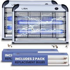 2 PACK LARGE ELECTRIC BUG ZAPPERS INDOOR INSECT KILLER 4 EXTRA BULBS MOSQUITOES