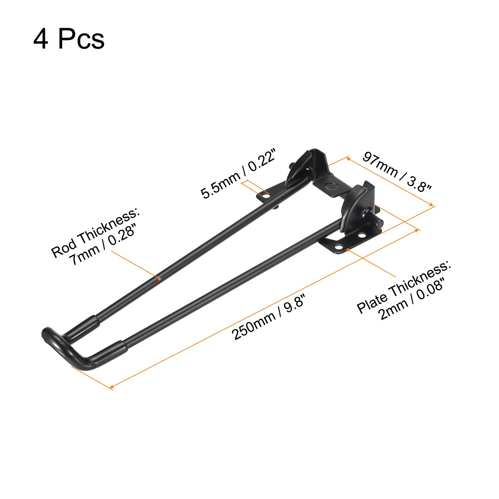 Folding Table Legs, 4pcs 25cm(9.8") Metal Foldable Coffee Table Legs, Black gallery