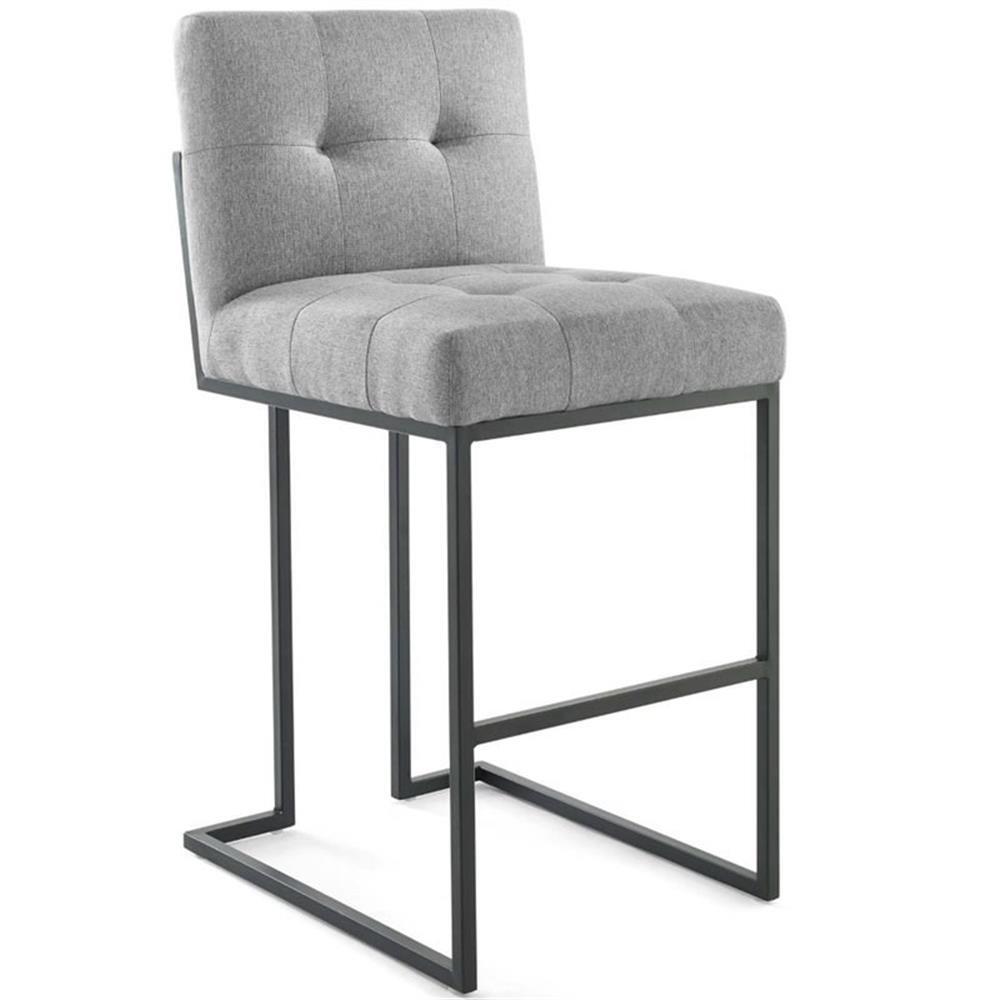 Modway Privy 30" Stainless Steel Polyester Fabric Bar Stool in Black/Light Gray gallery