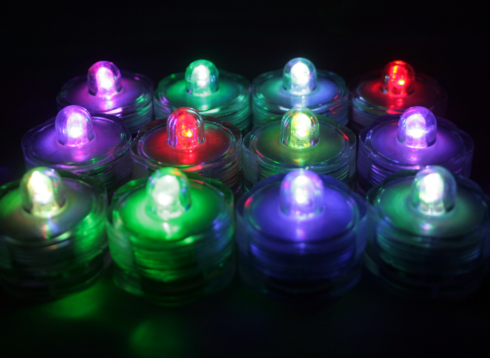 12 Multi Color Change Led SUBMERSIBLE Wedding Waterproof Floral Decor Tea Light gallery