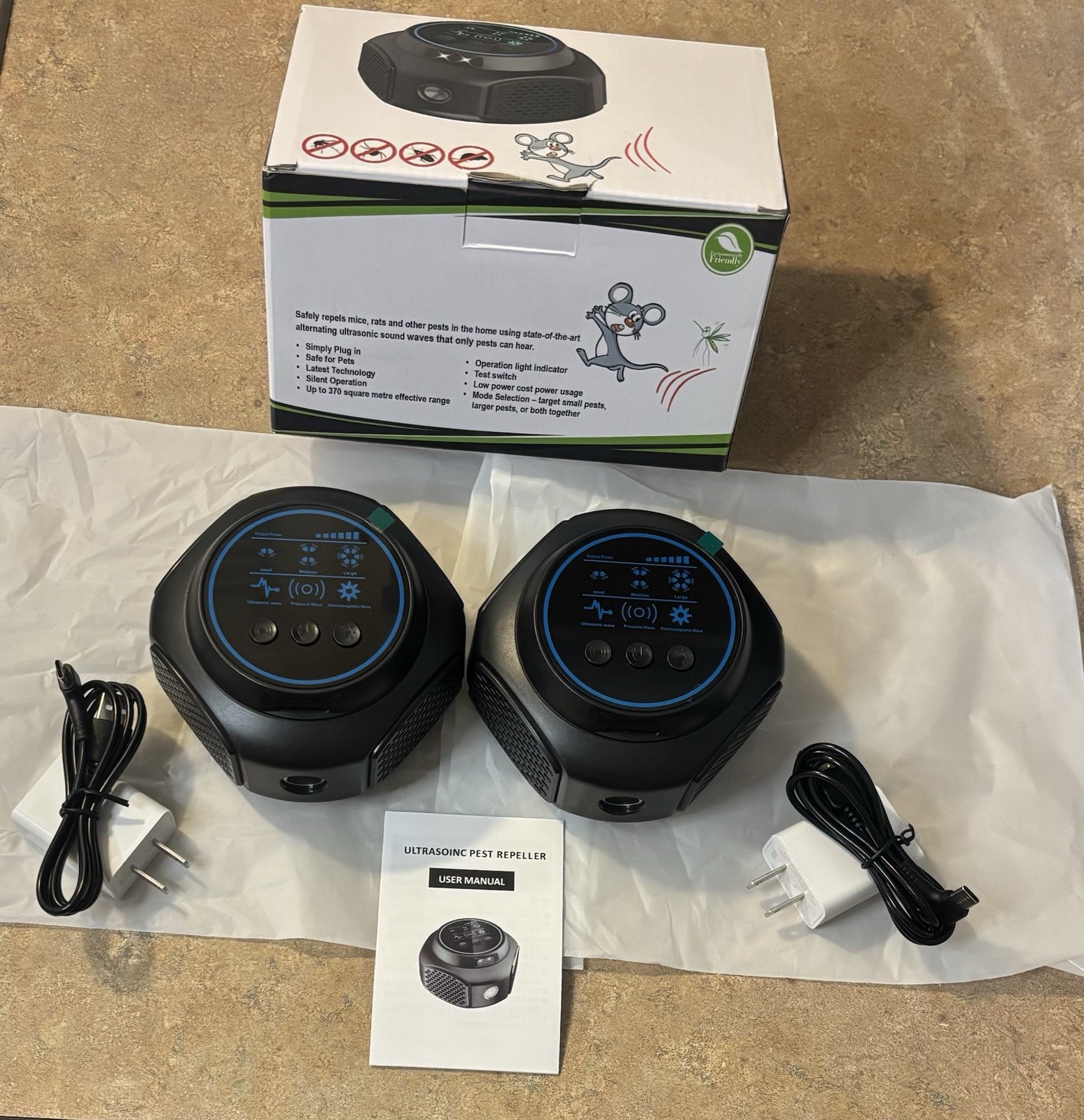 Ultrasonic Plug-In Electric Pest Repeller 2-Pack. Deters Mosquitoes, Mice, Etc. gallery