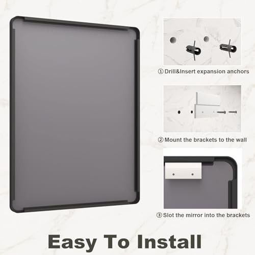 40x30 Inch Framed Bathroom Mirror for Wall, Matte Metal 40"L x 30"W Black gallery