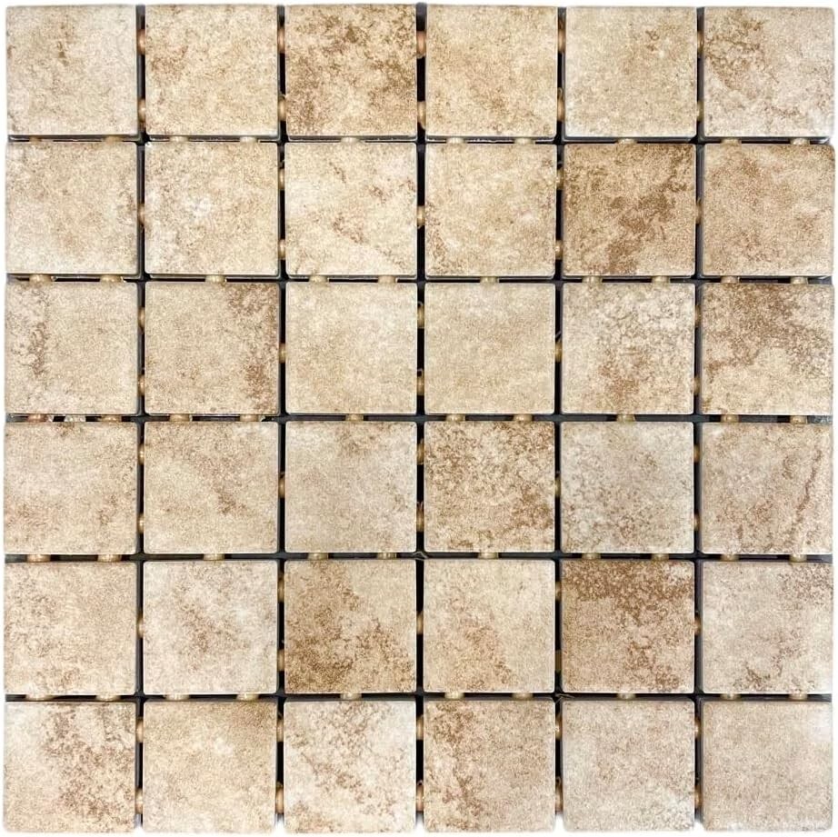 2x2 Stone Look Walnut Ceramic Tile Chateau Cape Coast Mosaic Wall Floor gallery