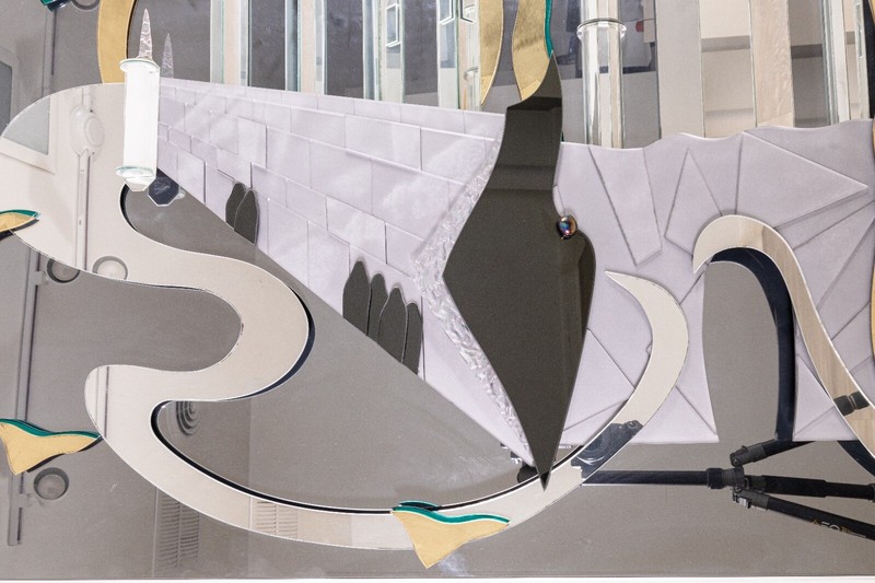 Harvard Reflections Fantasy Cityscape Contemporary Sculptural Mirror Art 80s gallery