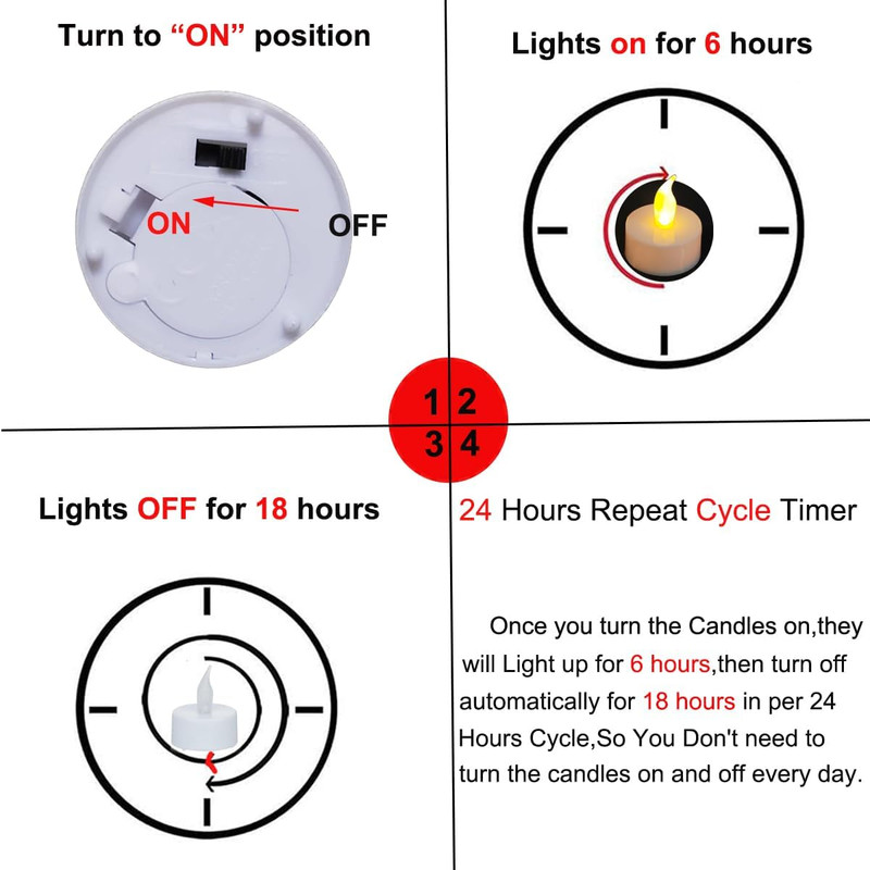 Tea Lights with Timer, 6 Hours on and 18 Hours off in 24 Hours Cycle Automatical gallery