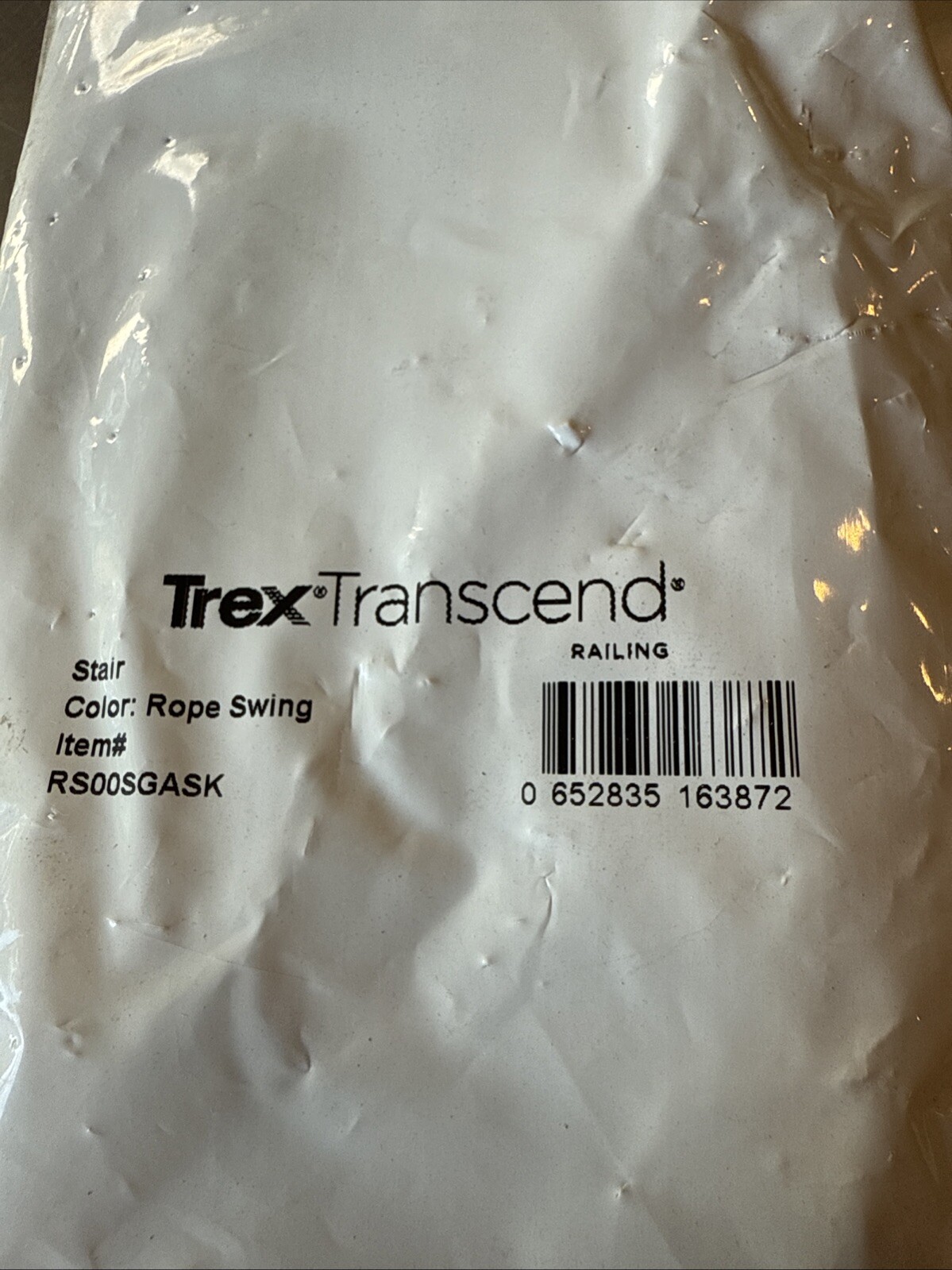Trex Transcend 0 Degree Gasket Pack Stairs - Color: Rope Swing gallery