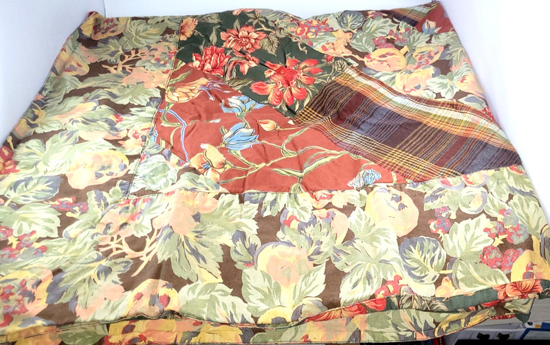 April Cornell Tablecloth Patchwork Floral Reversible Plaid 54x52 Cotton gallery