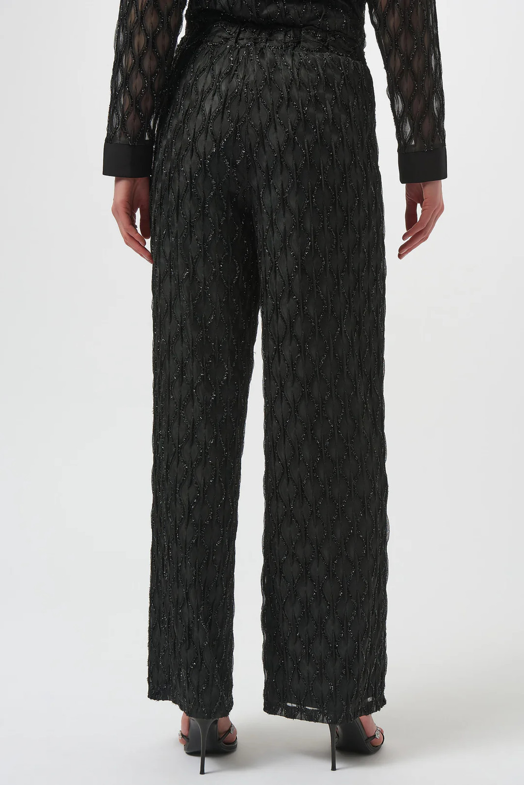 Joseph Ribkoff Black Sequined Pull On Wide Leg Pants 254118 gallery