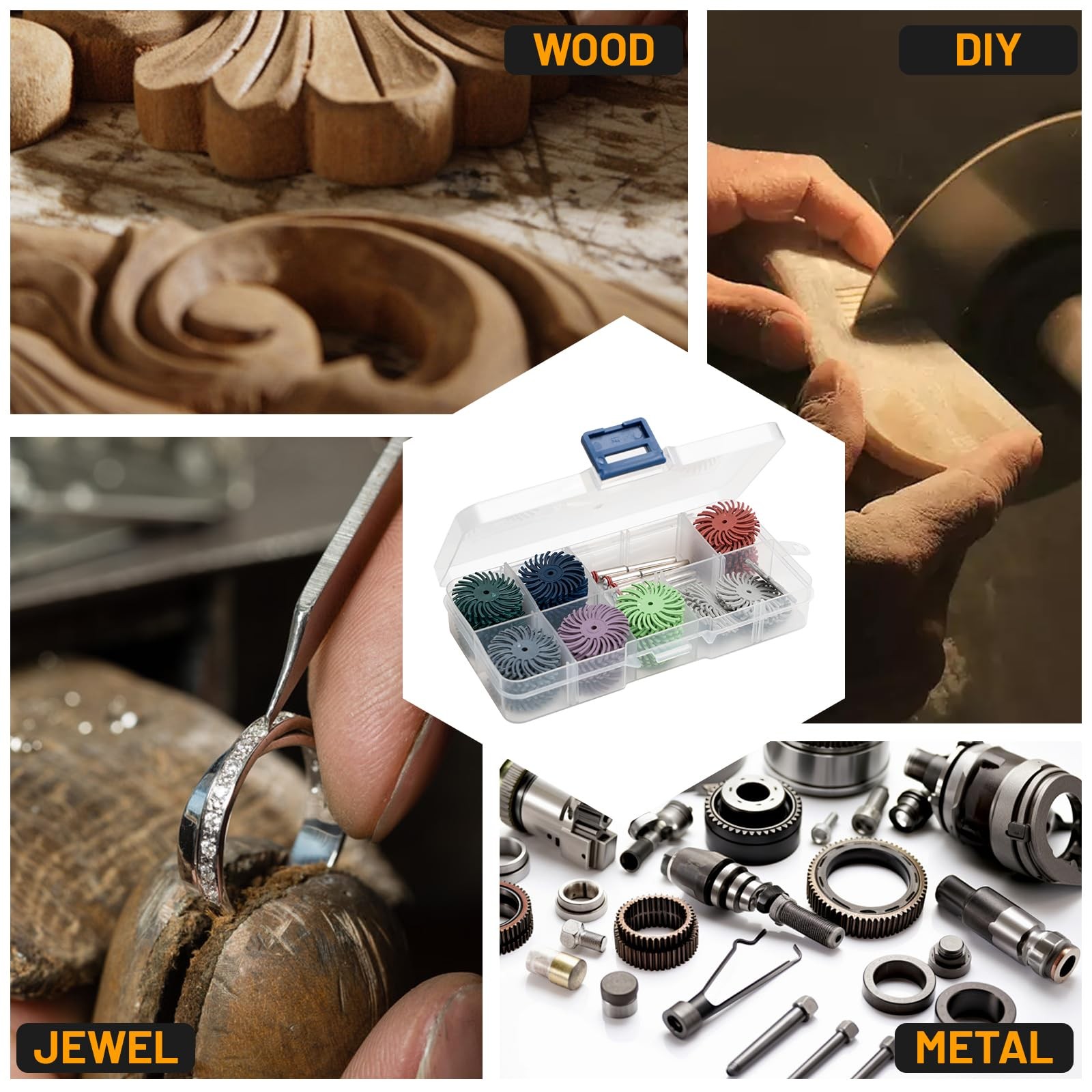 76 Pcs 1 Inch Radial Bristle Discs Kit with 3mm Shank, 80 to 2500 Grit gallery