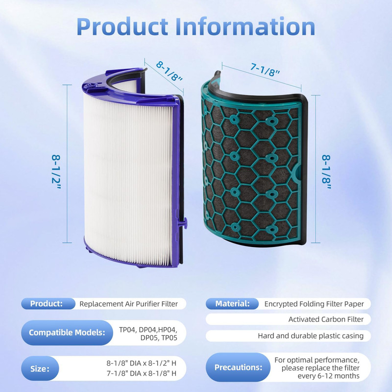 TP04 Replacement Filter Compatible With Dyson HP04 TP04 DP04 TP05 DP05 Air Purif gallery
