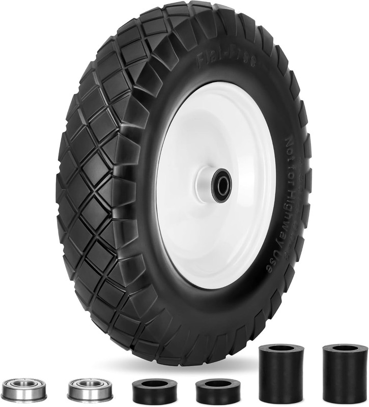 High-Performance 16" Flat Free Wheelbarrow Tires - Universal Fit, 400 lbs gallery