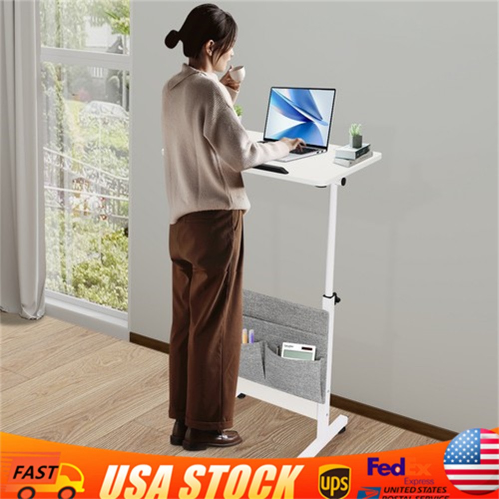 Rolling Laptop Desk Office Computer Table Adjustable Height Stand up w/ Storage gallery