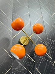 Modern Brass Sputnik Wall Sconce Orange Mid-Century Light Fixture Retro Decor