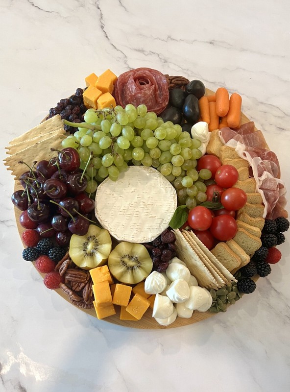 6pc, Bulk 15" Round Plain Bamboo Serving Tray, Charcuterie Cheese Cutting Boards gallery
