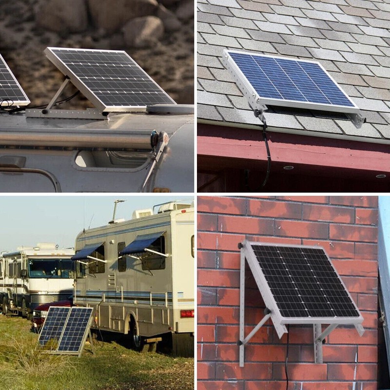 Renogy Solar Panel RV Tilt Mount Brackets Rooftop Flat Surface Adjustable Frame gallery