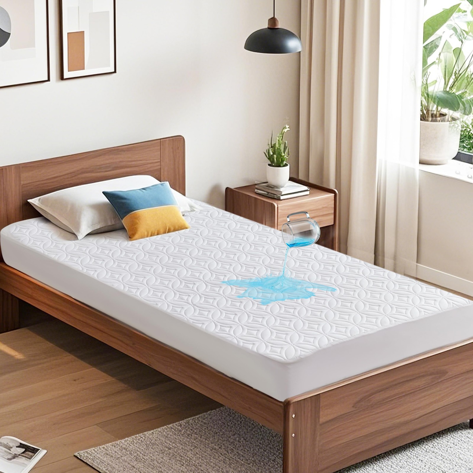 BEDLORE Waterproof Mattress Protector, Twin Size Pad Twin, 2 White gallery