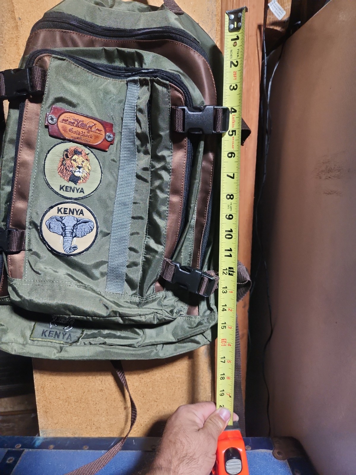 Green Padded Backpack With Kenya Patches 4