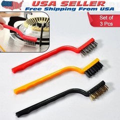 3Pcs Mini Wire Brush Brass Stainless Steel Nylon for Cleaning and Rust Removing