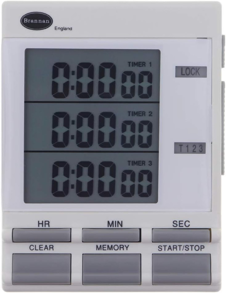 Digital Triple Kitchen Timer and Clock with Large LED Countdown Timer Numbers, A