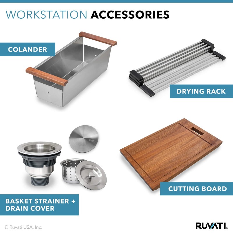 Ruvati 33" Workstation Ledge Rounded Corners Undermount Sink - RVH8303 gallery
