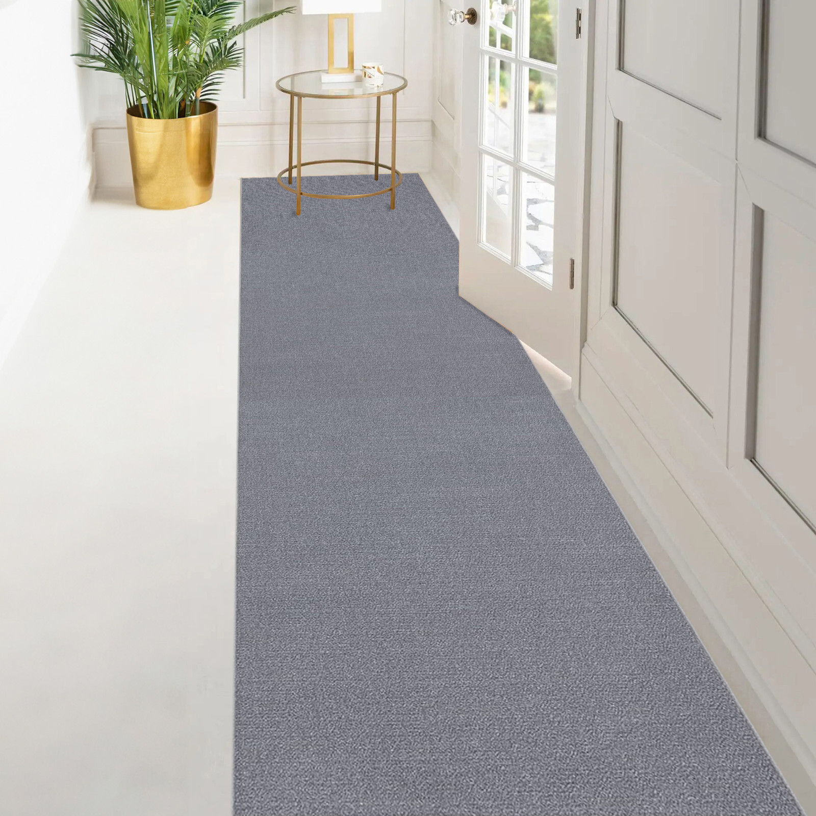 Custom Size SOLID GREY Stair Hallway Runner Rug Non Slip Rubber Back GRAY gallery