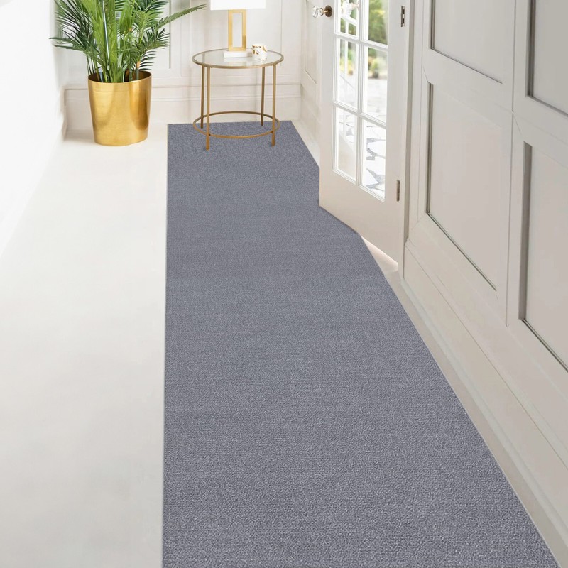 Custom Size SOLID GREY Stair Hallway Runner Rug Non Slip Rubber Back GRAY gallery
