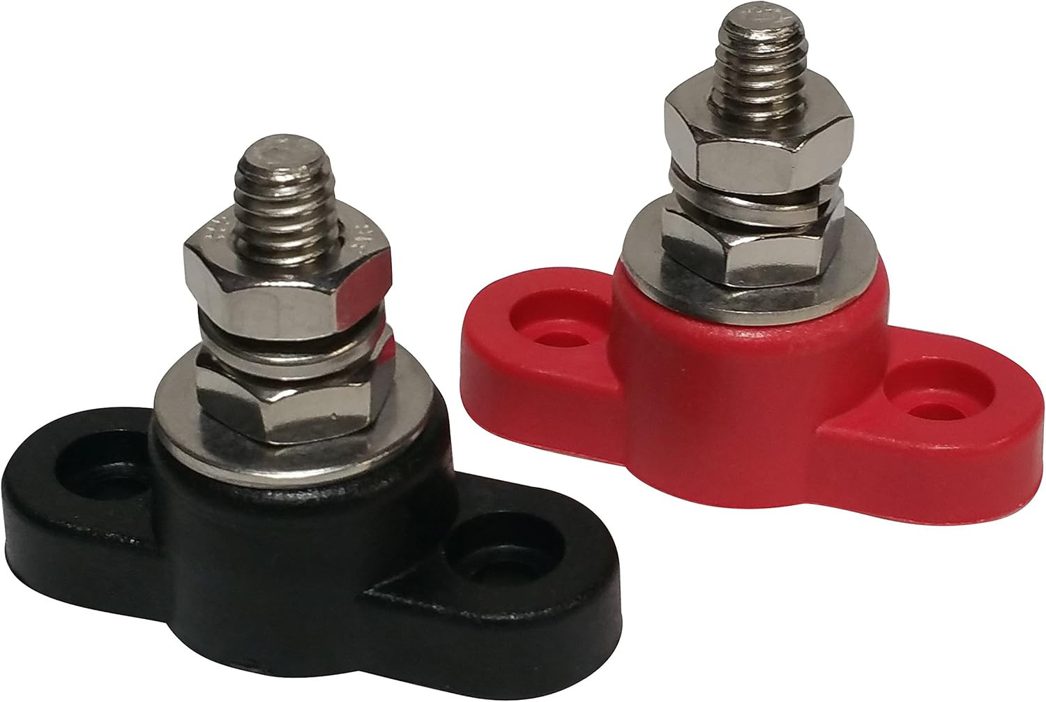 5/16" Battery Power & Ground Insulated Stainless Steel Stud Junction Post (Red & gallery