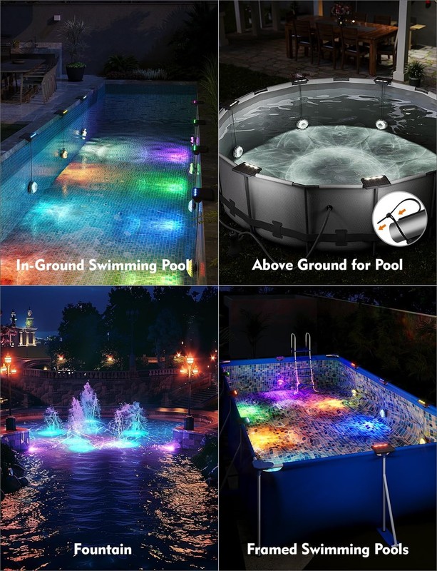 Solar Pool Lights, Solar Powered LED Lights with Remote IP68 Waterproof, Swim... gallery