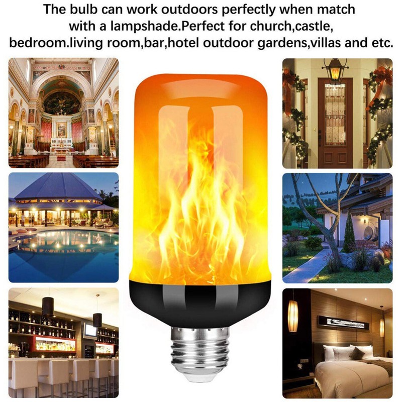 4 Modes E26 / E27 / B22 LED Fire Flicker Flame Light Simulated Burning Lamp Bulb gallery