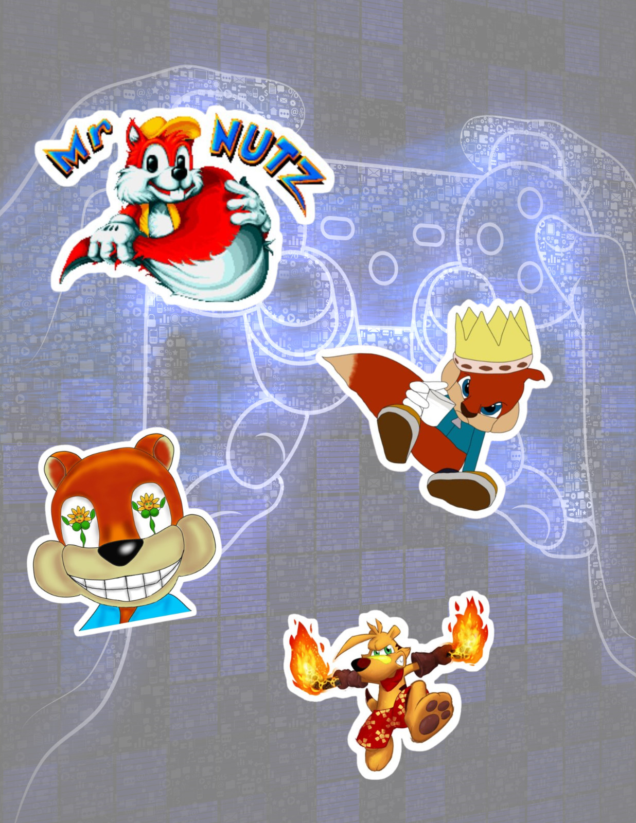Conkers Retro Video Game 4pc Sticker Pack gallery