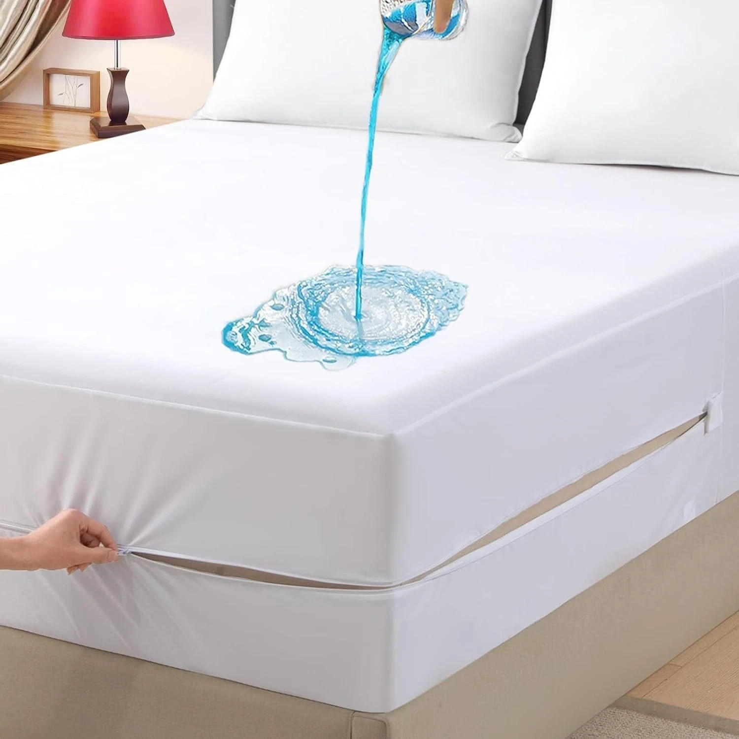Zippered Mattress Encasement Waterproof Bed Bug Mattress Protector Cover Pad gallery