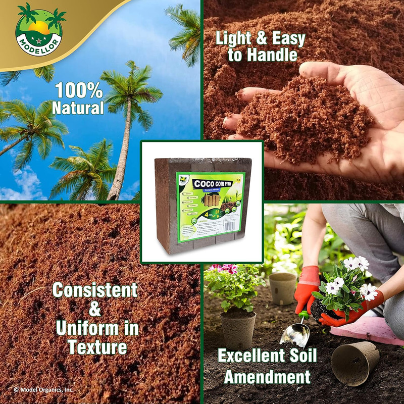 4 Bricks (5 Lb) Premium Super Washed Coco Coir, Yields 9 Gallons, Seed Starter, gallery