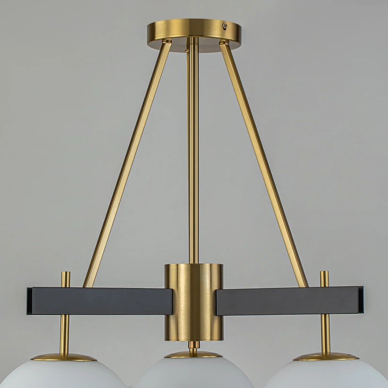 EDISLIVE Logan 20.47 in. 3-Light Black Gold Semi Flush Mount (OB) gallery