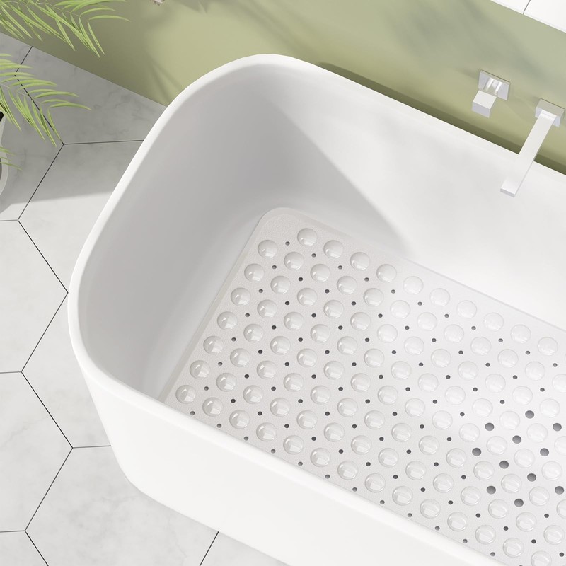 Amazerbath 40X16 Rectangular White Non-slip Bathtub Shower Mat With Suction Cups gallery