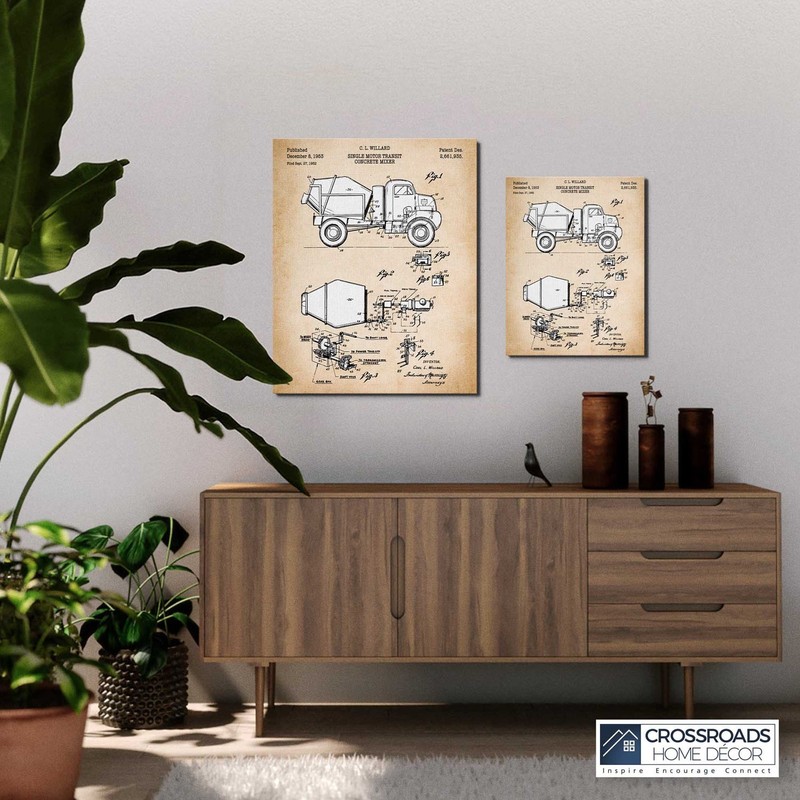 Construction Worker Gifts, Cement Mixer Patent Canvas Print, Ready To Hang gallery