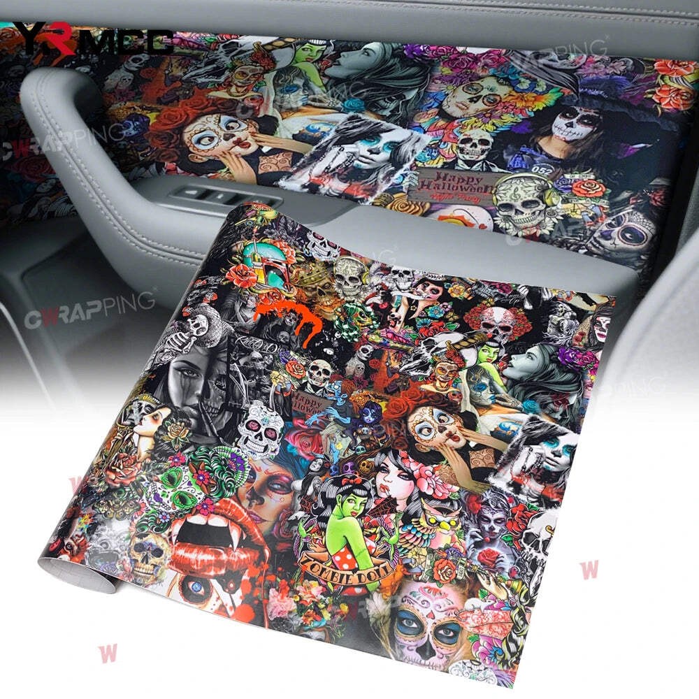Motorcycle Adhesive Vinyl Car Wrap Hallowmas Wrapping Tools Retro Graffiti Skate gallery
