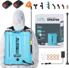 Backpack Sprayer Battery Powered 4.2 Gallon, 0-100 PSI Electric Back Pack Spraye