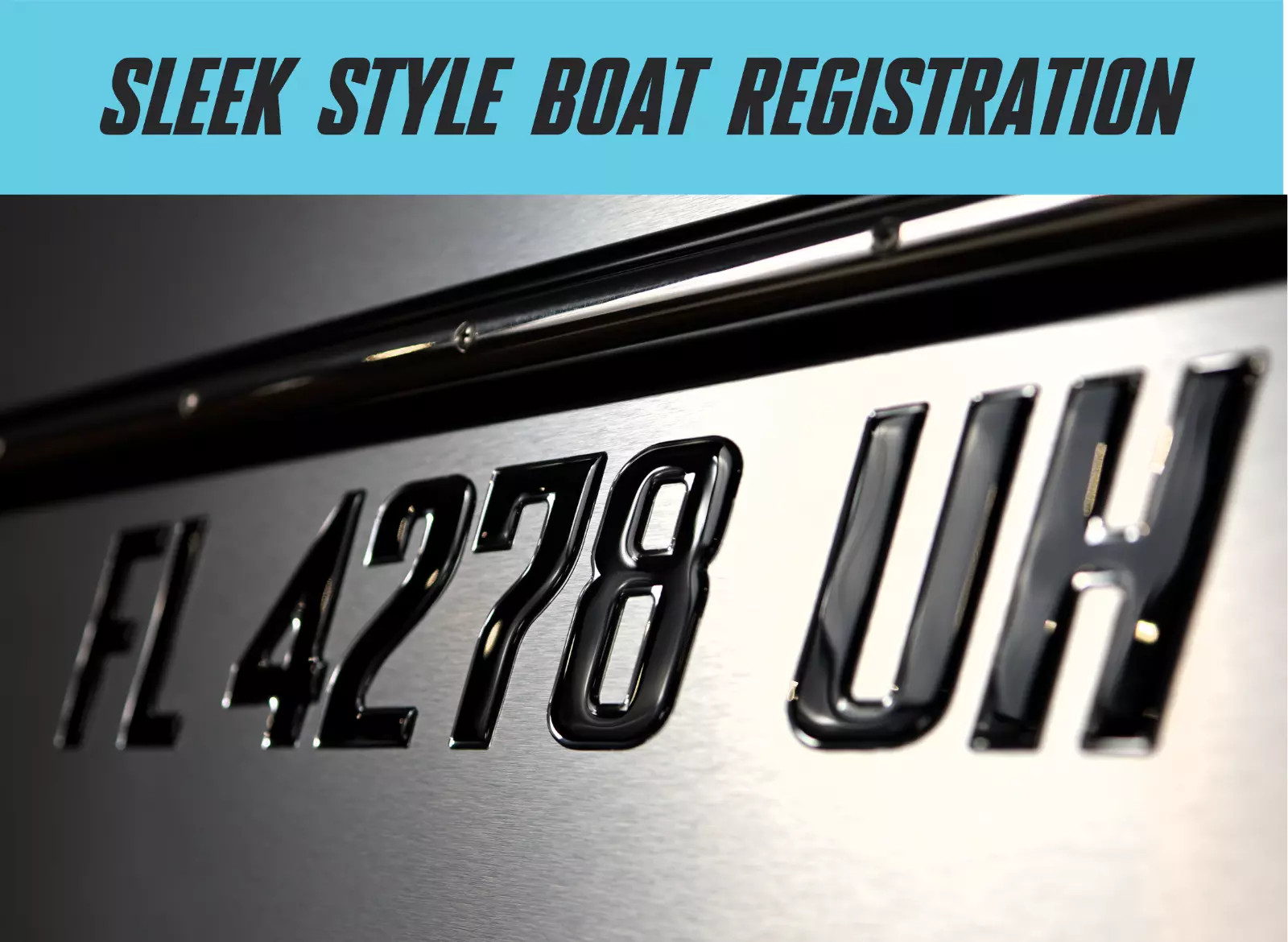 Boat Registration Numbers 3D Domed Raised Decals Black Chrome Trim Marine Grade gallery