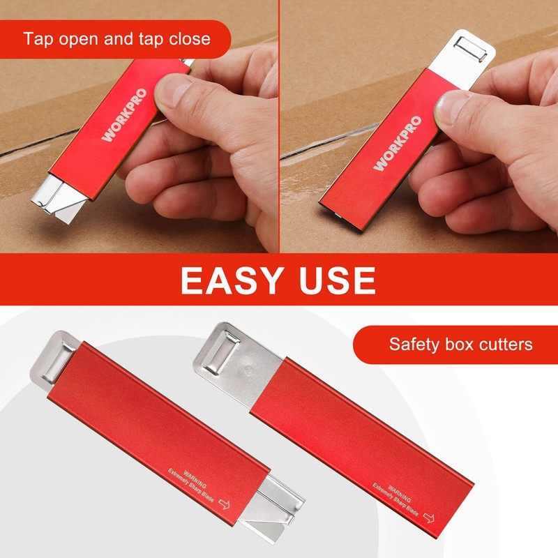 WORKPRO 12Pack Box Cutter Retractable Utility Knife Razor Knife Box Opener Blade gallery