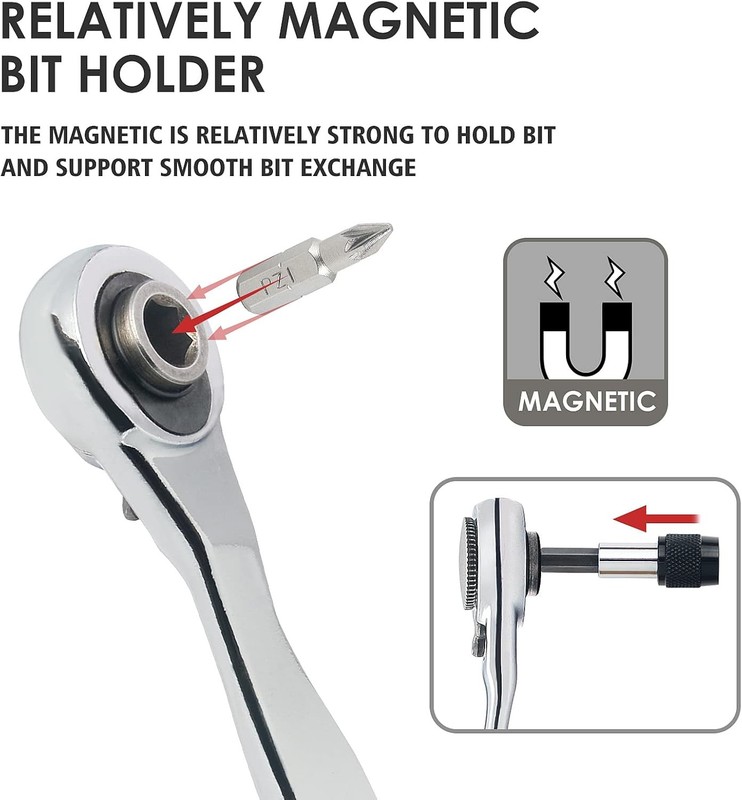 32-in-1 Mini Right Angle Screwdriver Set with 1/4" Ratchet and Magnetic Bits gallery