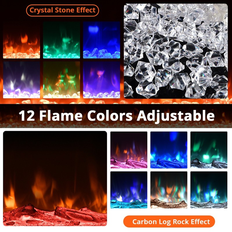 60" Ultra-Thin Recessed / Wall Mount Electric Fireplace, 1500W Heater, 12-Color gallery